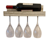 Gianna's Home Rustic Farmhouse Wood Wall Mounted Wine Rack with Glass Holder (Rustic White) - Gianna's Home