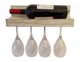 Gianna's Home Rustic Farmhouse Wood Wall Mounted Wine Rack with Glass Holder (Rustic White) - Gianna's Home