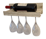 Gianna's Home Rustic Farmhouse Wood Wall Mounted Wine Rack with Glass Holder (Rustic White) - Gianna's Home