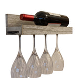 Gianna's Home Rustic Farmhouse Wood Wall Mounted Wine Rack with Glass Holder (Rustic White) - Gianna's Home