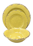 Gianna's Home 12 Piece Rustic Farmhouse Melamine Dinnerware Set, Service for 4 (Yellow) - Gianna's Home
