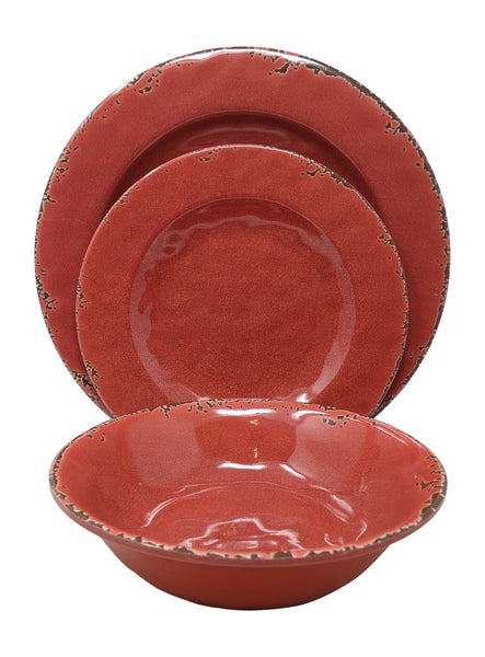 Gianna's Home 12 Piece Rustic Farmhouse Melamine Dinnerware Set, Servi