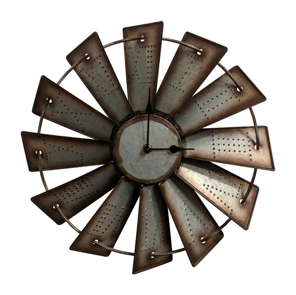 Gianna's Home Rustic Farmhouse Metal Windmill Wall Clock 14-1/2 in. - Gianna's Home