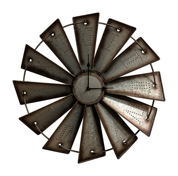 Gianna's Home Rustic Farmhouse Metal Windmill Wall Clock 18-1/2 in. - Gianna's Home