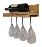 Gianna's Home Rustic Farmhouse Wood Wall Mounted Wine Rack with Glass Holder (Torched Wood) - Gianna's Home