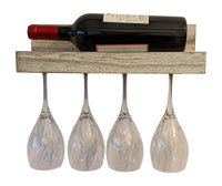 Gianna's Home Rustic Farmhouse Wood Wall Mounted Wine Rack with Glass Holder (Rustic White) - Gianna's Home