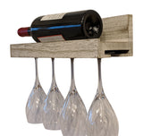 Gianna's Home Rustic Farmhouse Wood Wall Mounted Wine Rack with Glass Holder (Rustic White) - Gianna's Home